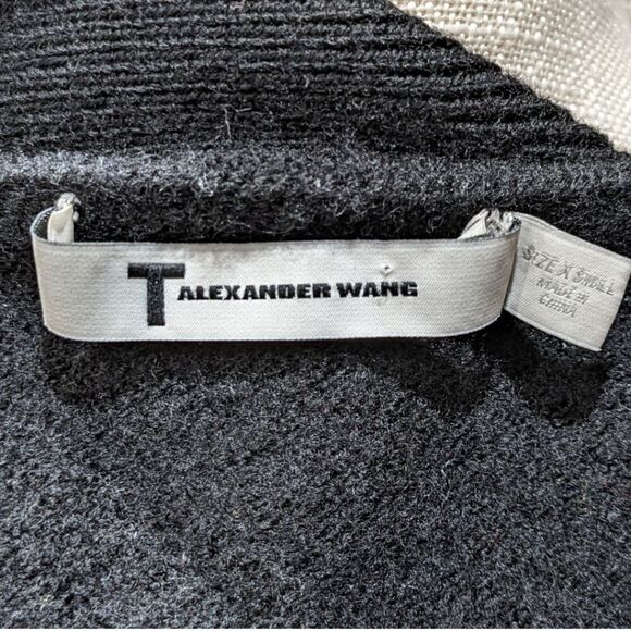T Alexander Wang Black Merino Wool Open Back Button Front Cardigan Size XS - Picture 7 of 8